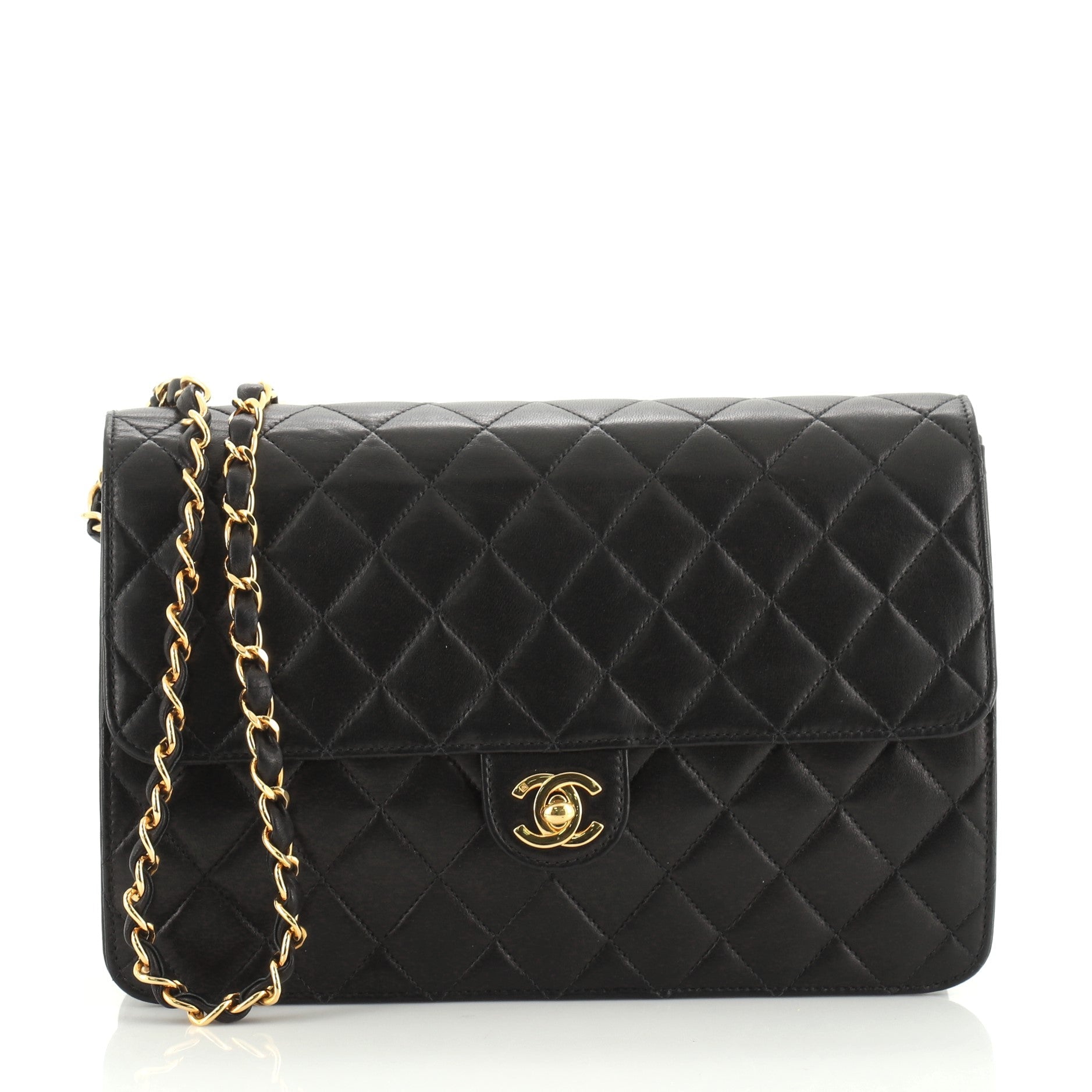 Vintage Clutch with Chain Quilted Leather Medium