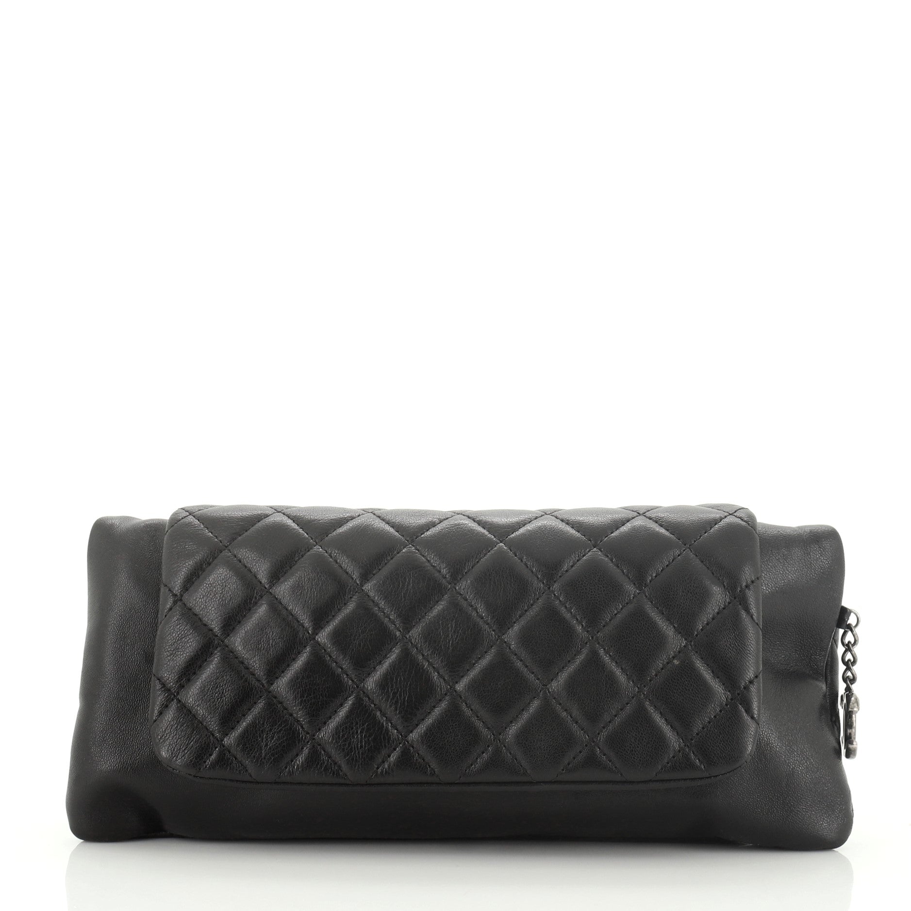 Double Kisslock Fold Over Clutch Quilted Leather Medium