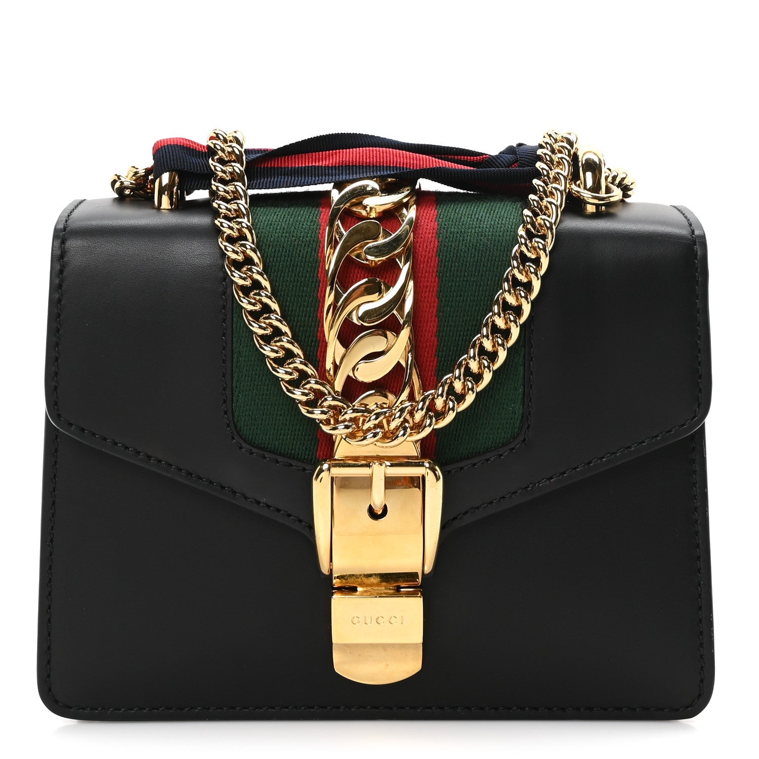 Calfskin Mini Sylvie Chain Shoulder Bag Black