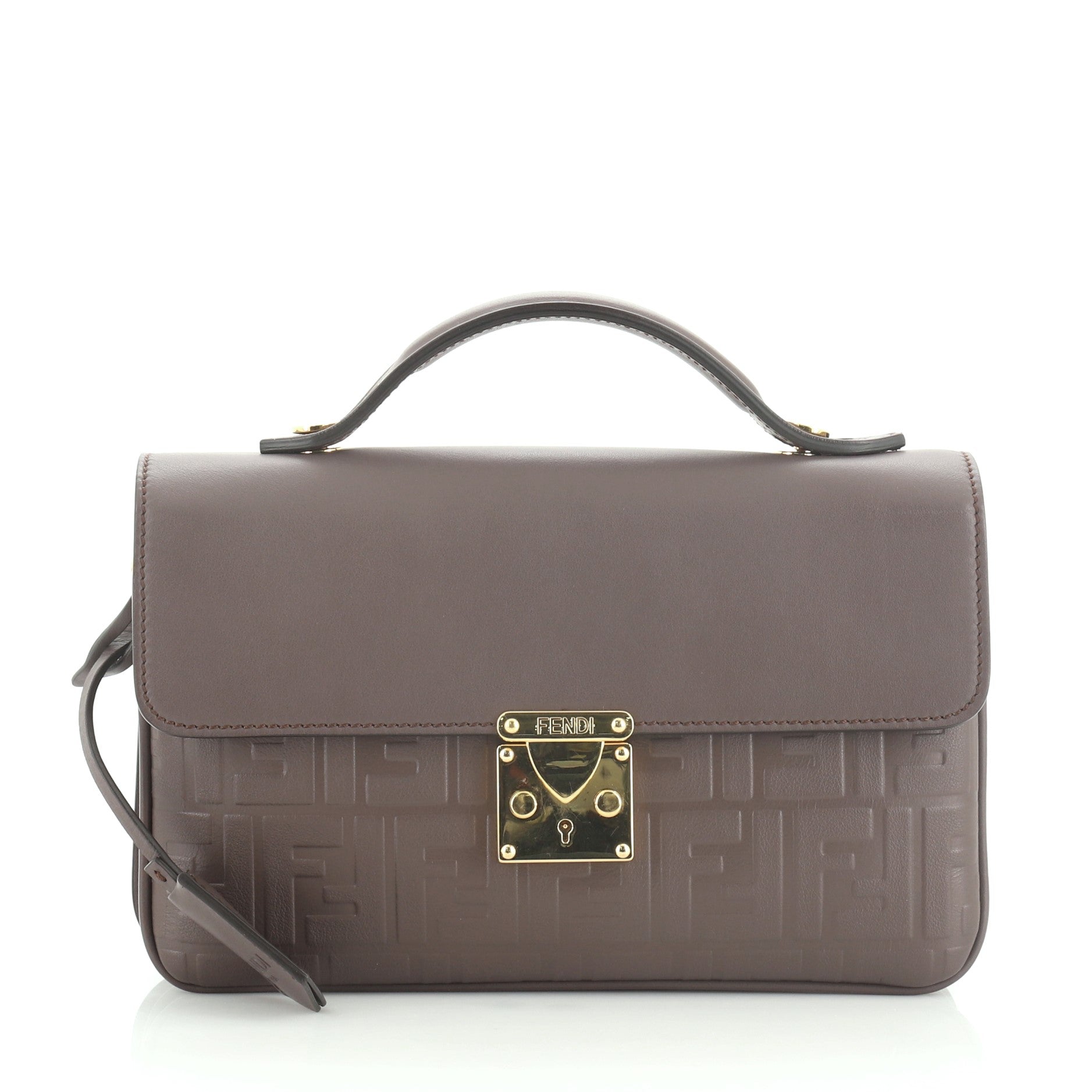 Logo Clutch Embossed Leather