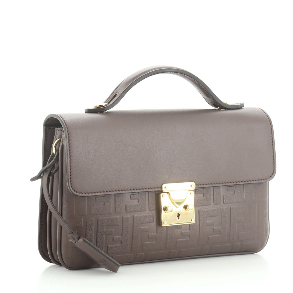 Logo Clutch Embossed Leather