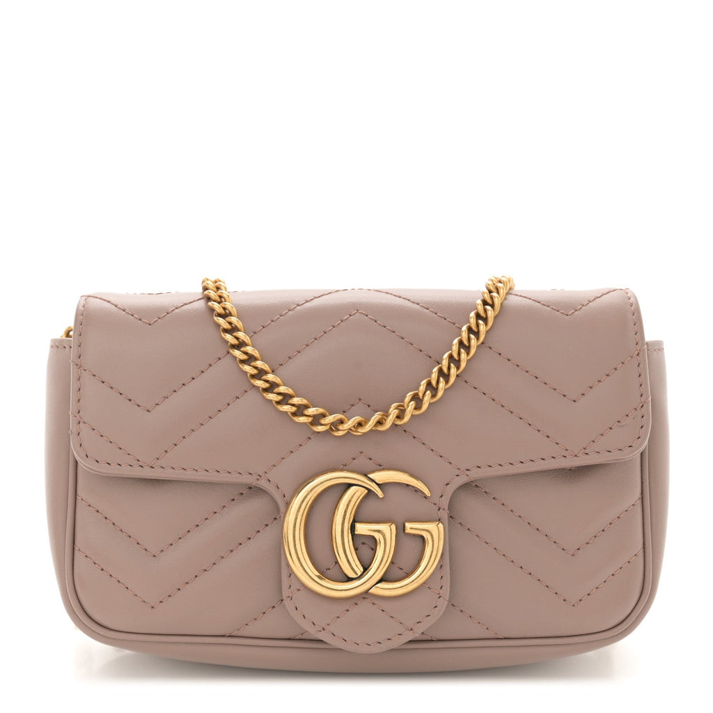 Calfskin Matelasse Super Mini GG Marmont Shoulder Bag Porcelain Rose