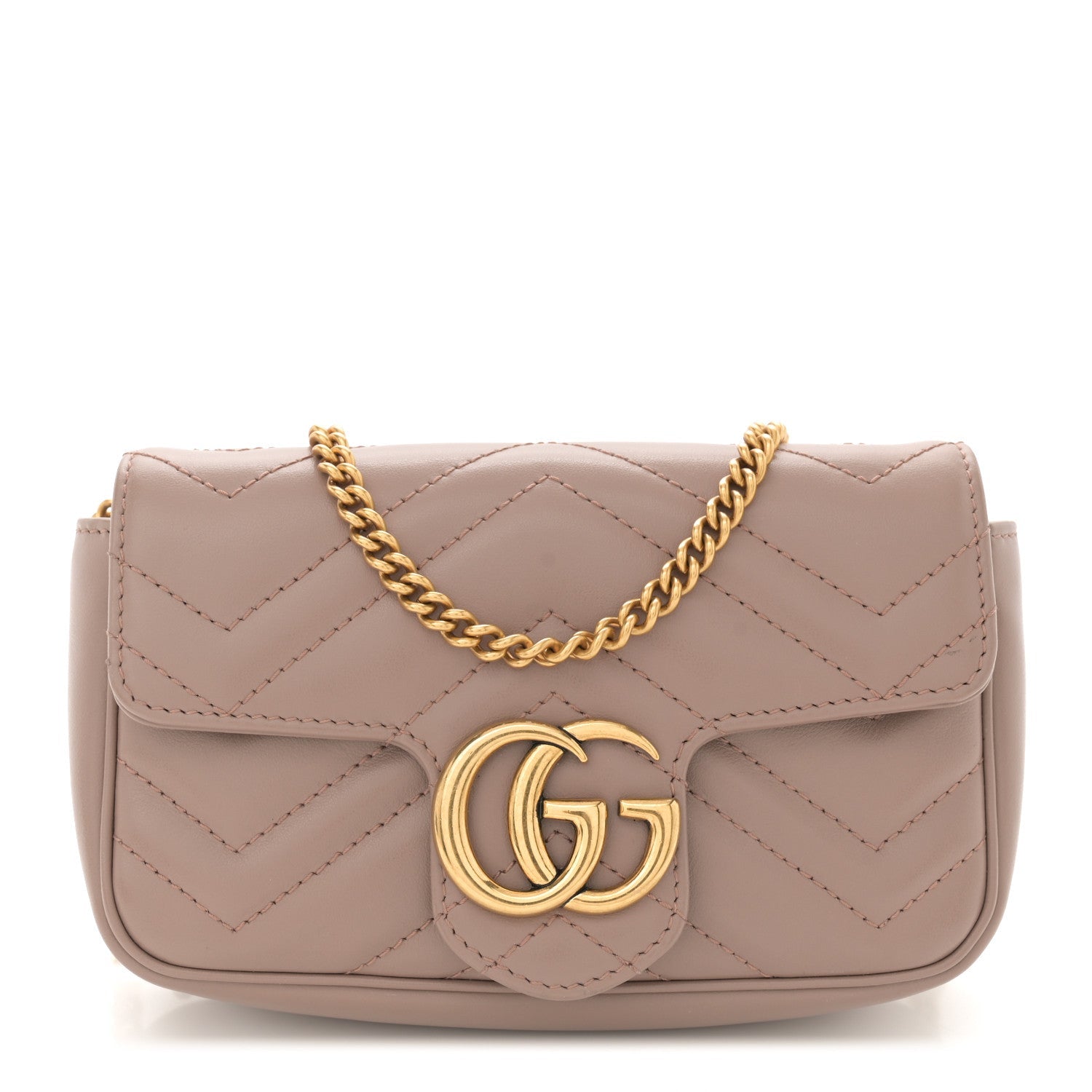 Calfskin Matelasse Super Mini GG Marmont Shoulder Bag Porcelain Rose