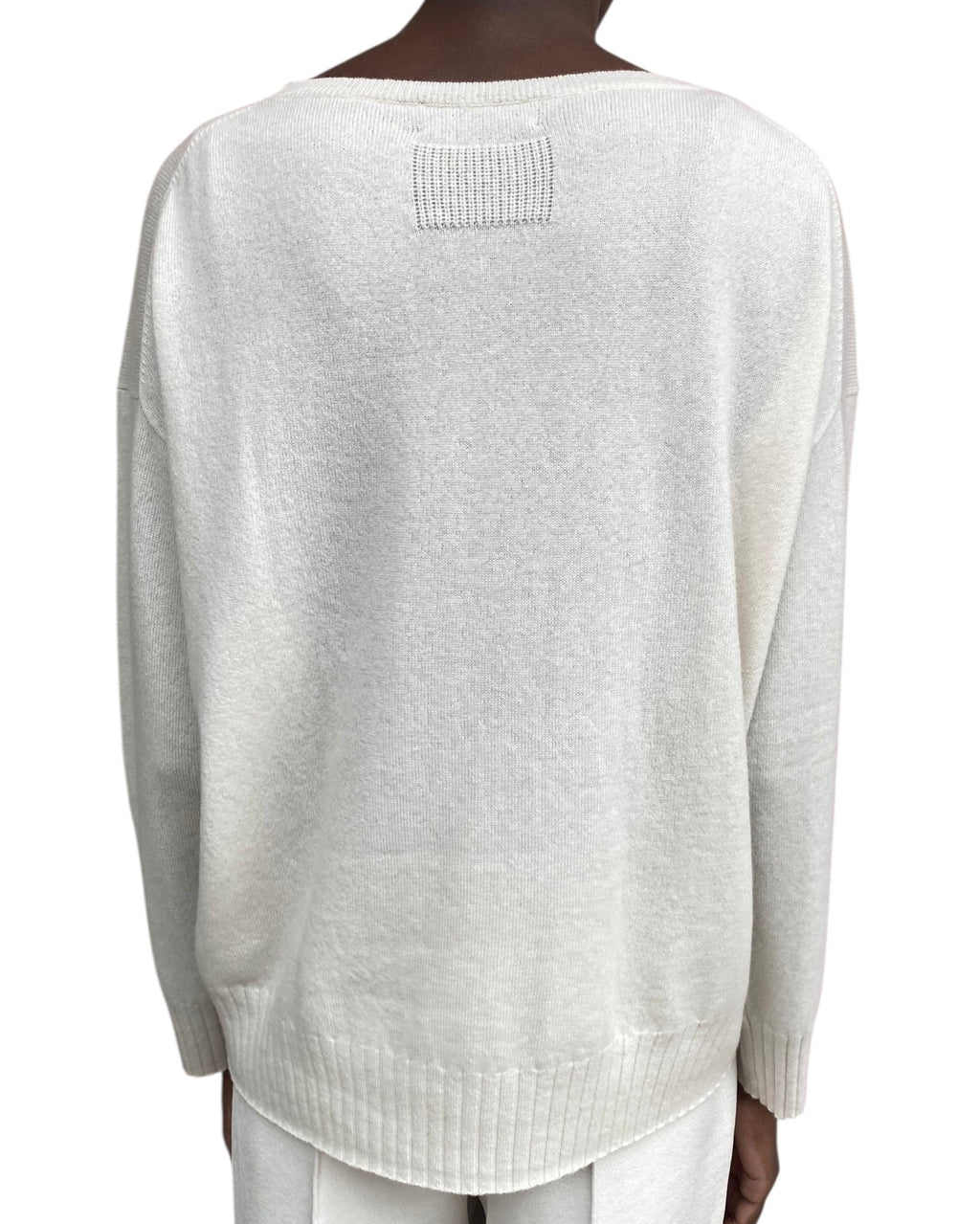 Nilli Lotan Ivory Fine Knit Cashmere Crewneck Sweater - S