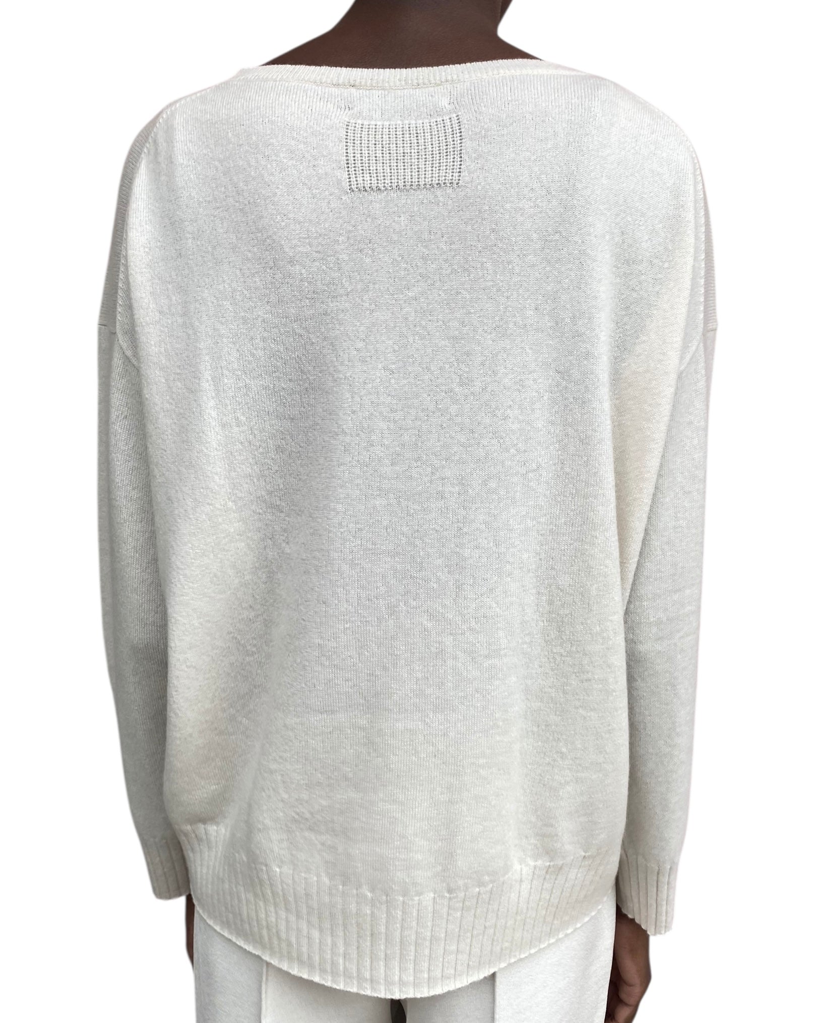 Nilli Lotan Ivory Fine Knit Cashmere Crewneck Sweater - S