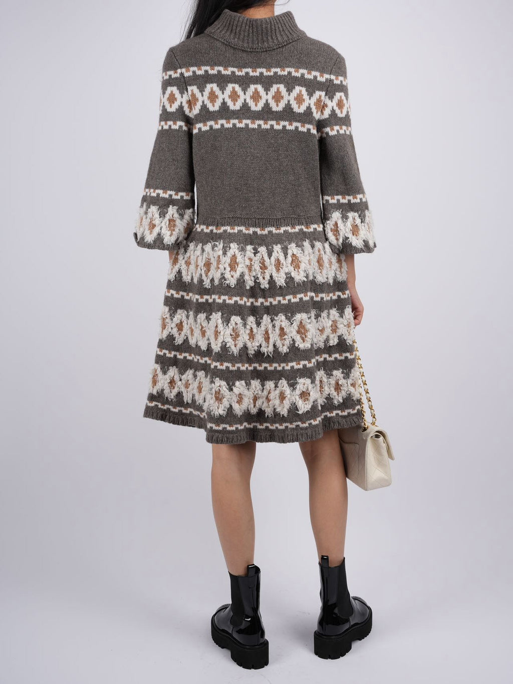 Chanel Fair Isle sweater dress Grey FR38