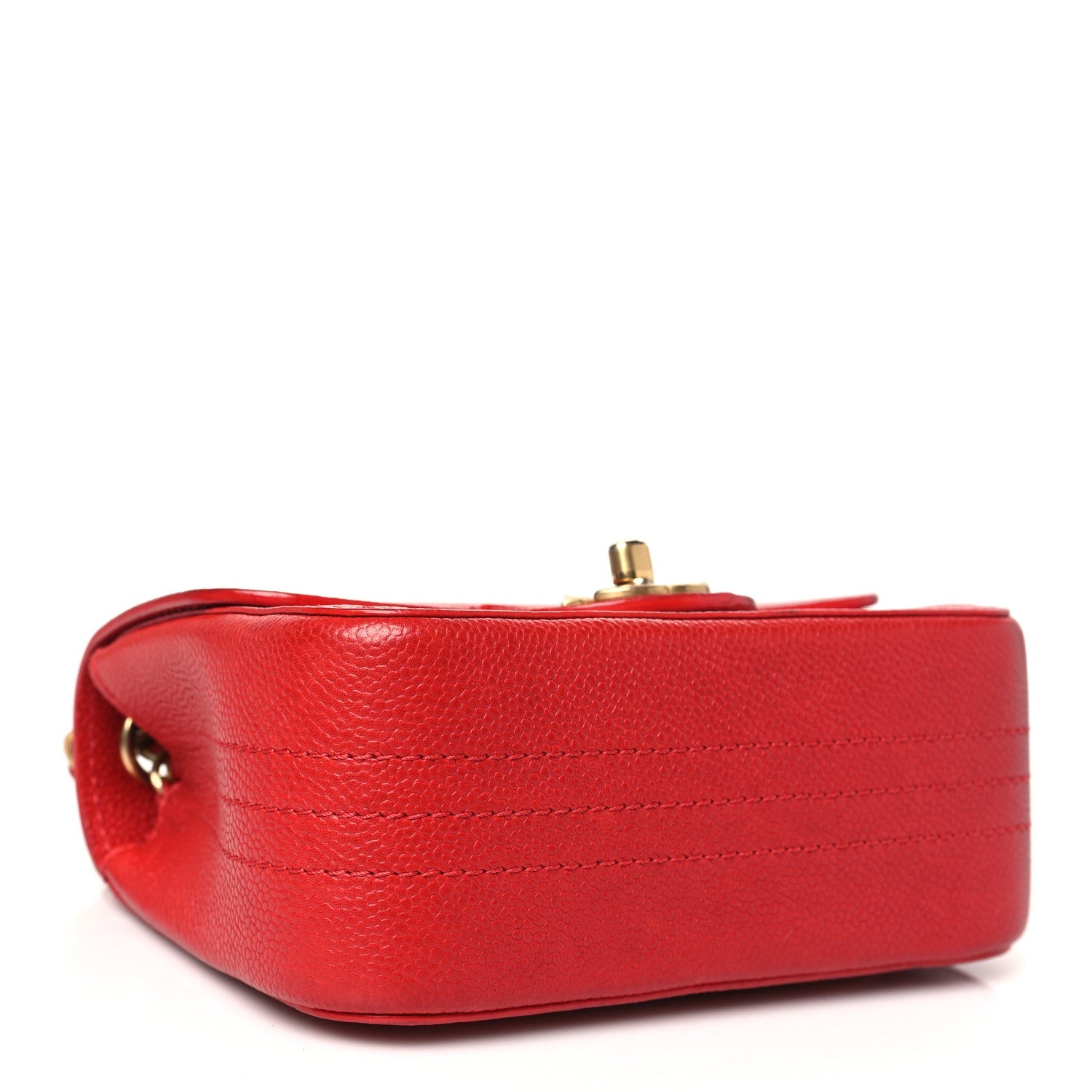 Grained Calfskin Mini Square Classic Pure Flap Red