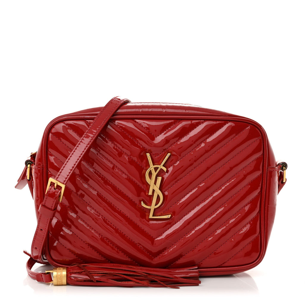 Patent Calfskin Matelasse Monogram Lou Camera Bag Red