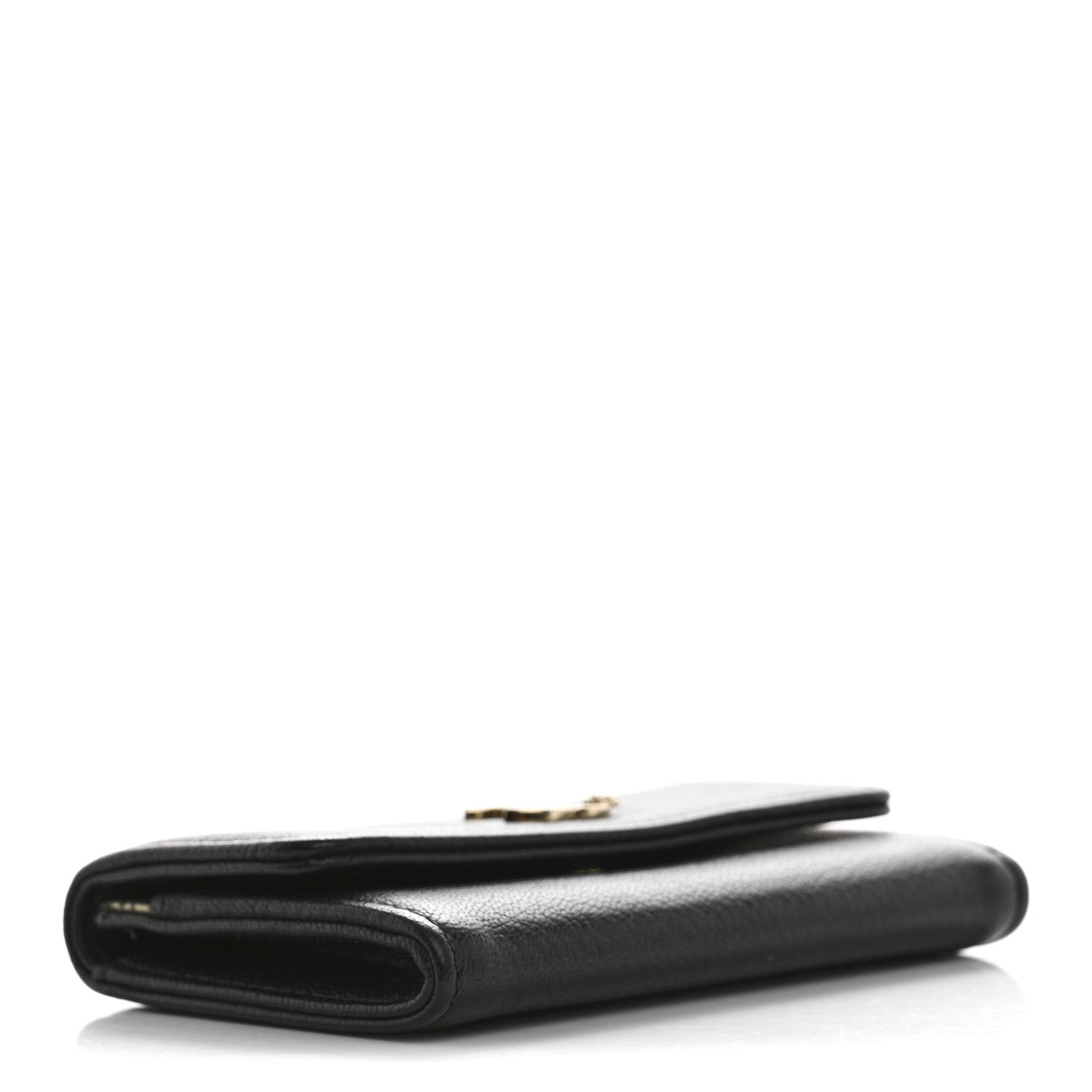 Goatskin Camellia CC Flap  Holder Black