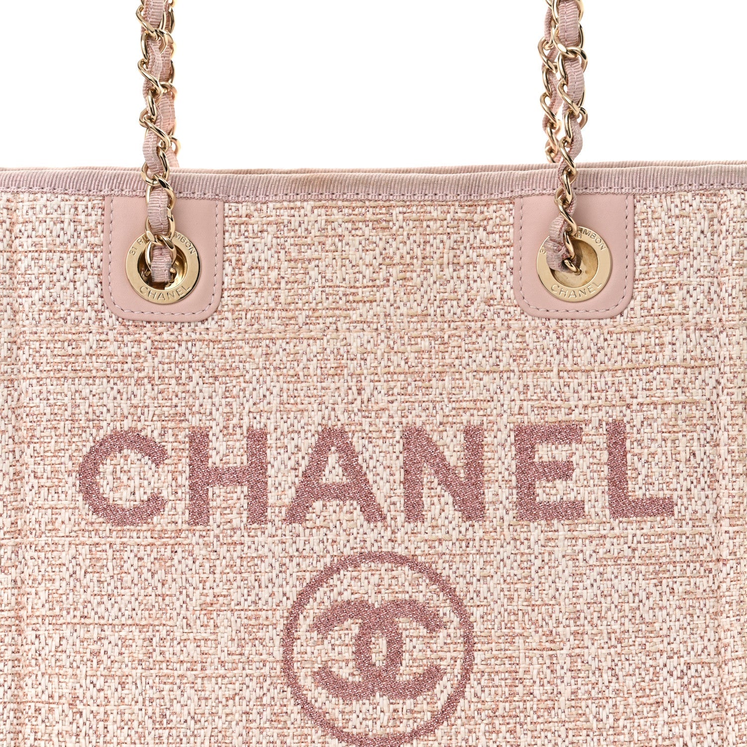 Mixed Fibers Calfskin Mini Deauville Tote Rose Pink
