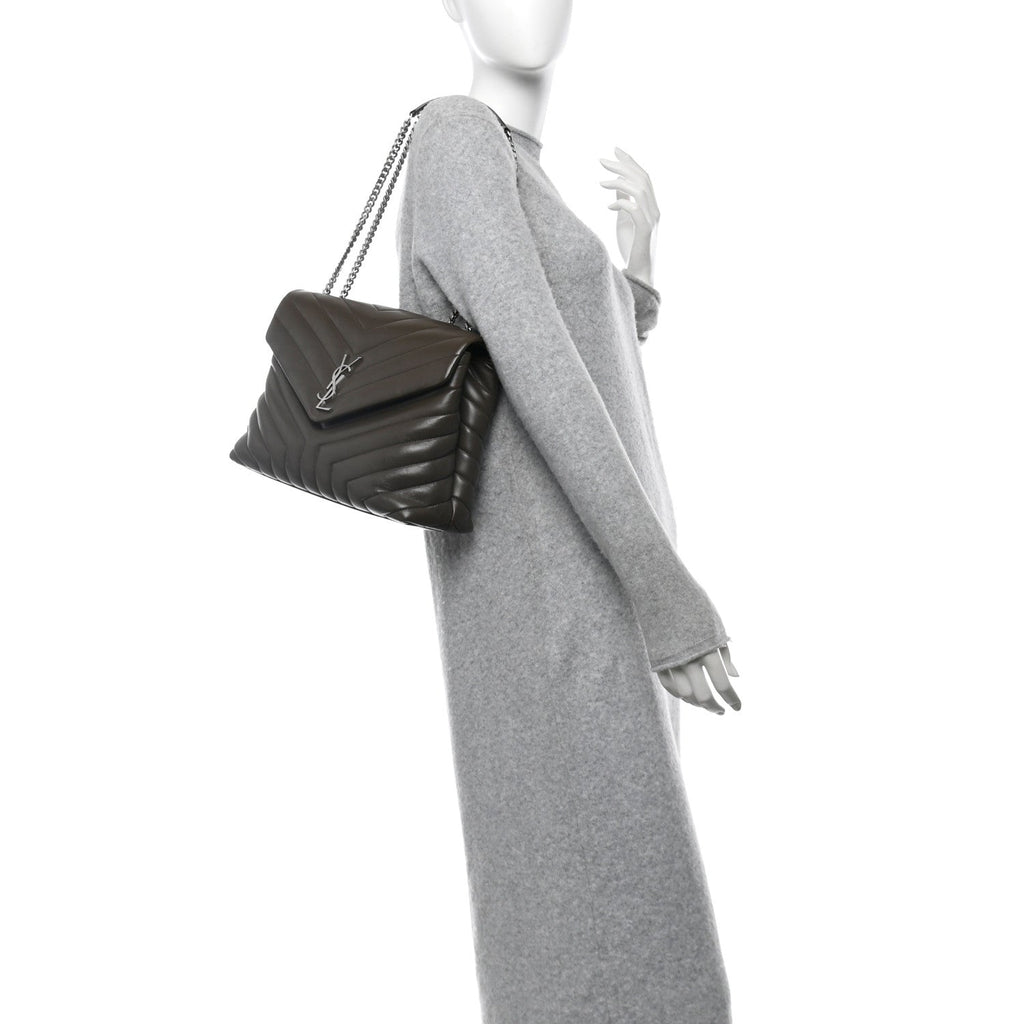 Calfskin Y Quilted Monogram Medium Loulou Chain Satchel Faggio