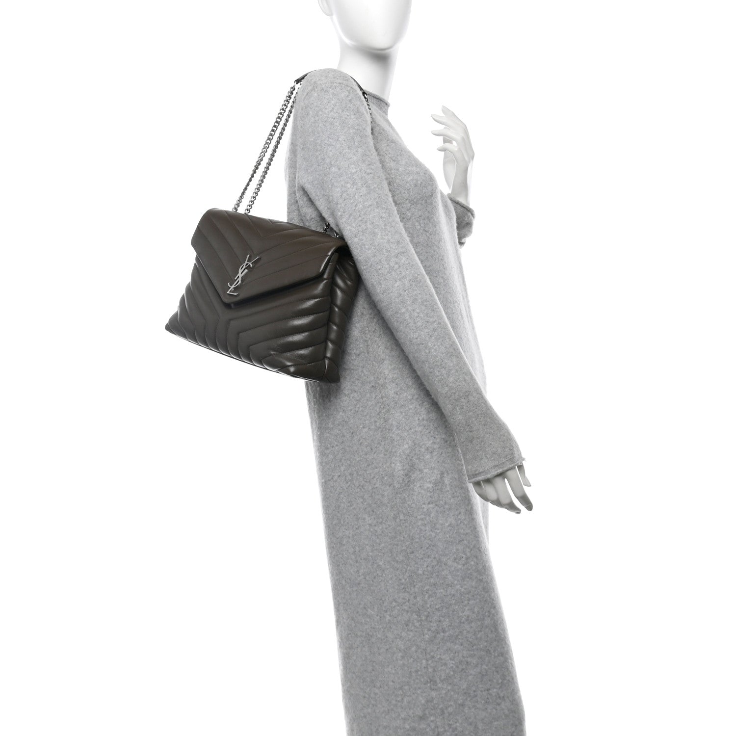 Calfskin Y Quilted Monogram Medium Loulou Chain Satchel Faggio