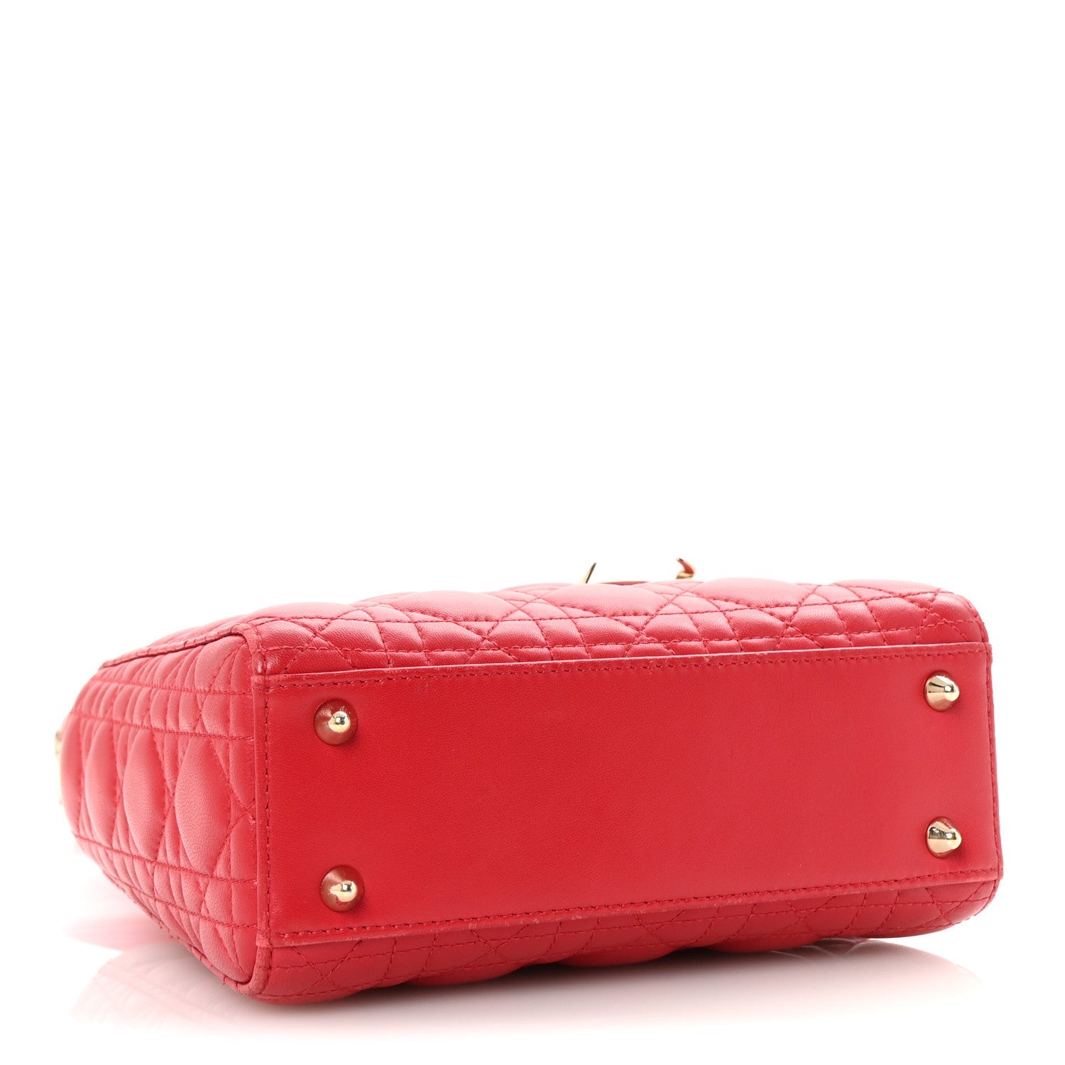 Lambskin Cannage Small Lucky Badges My Lady Dior Red