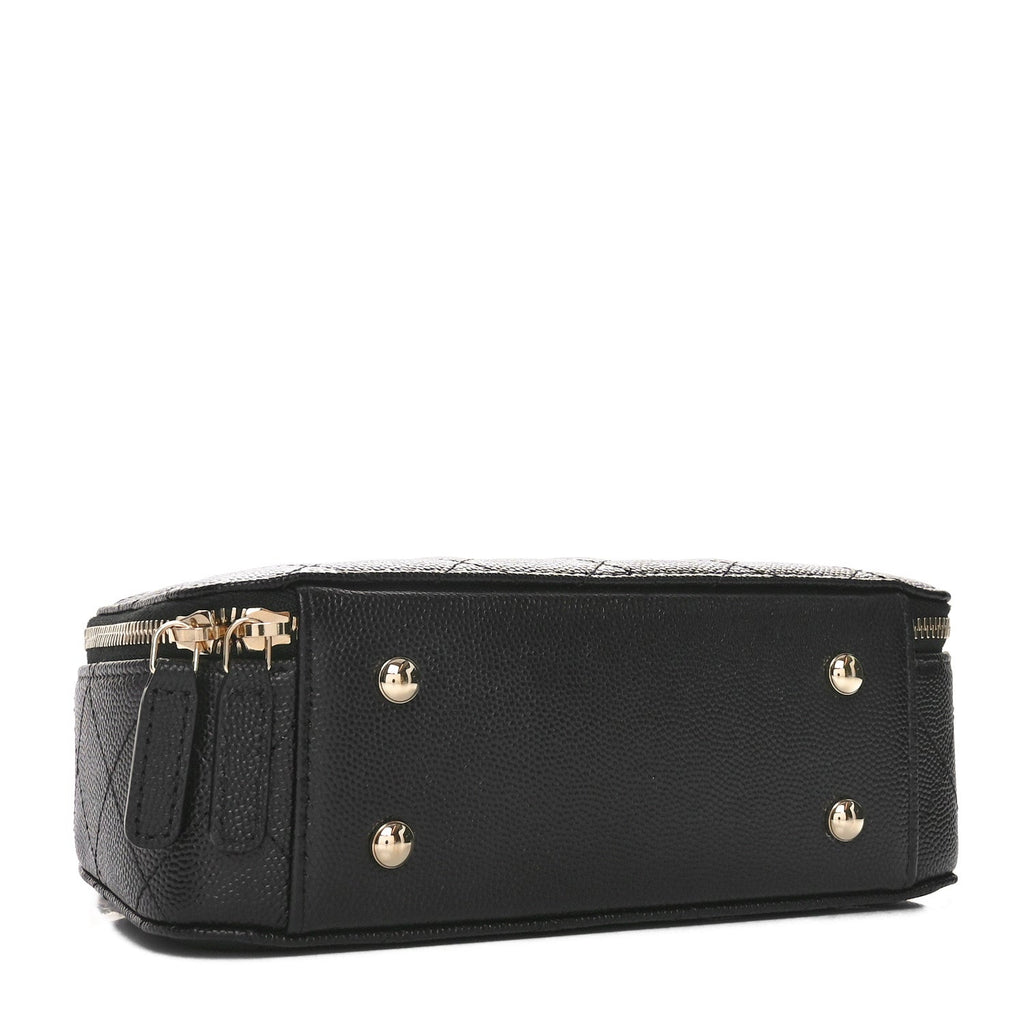 Caviar Quilted Top Handle Vanity Case Black