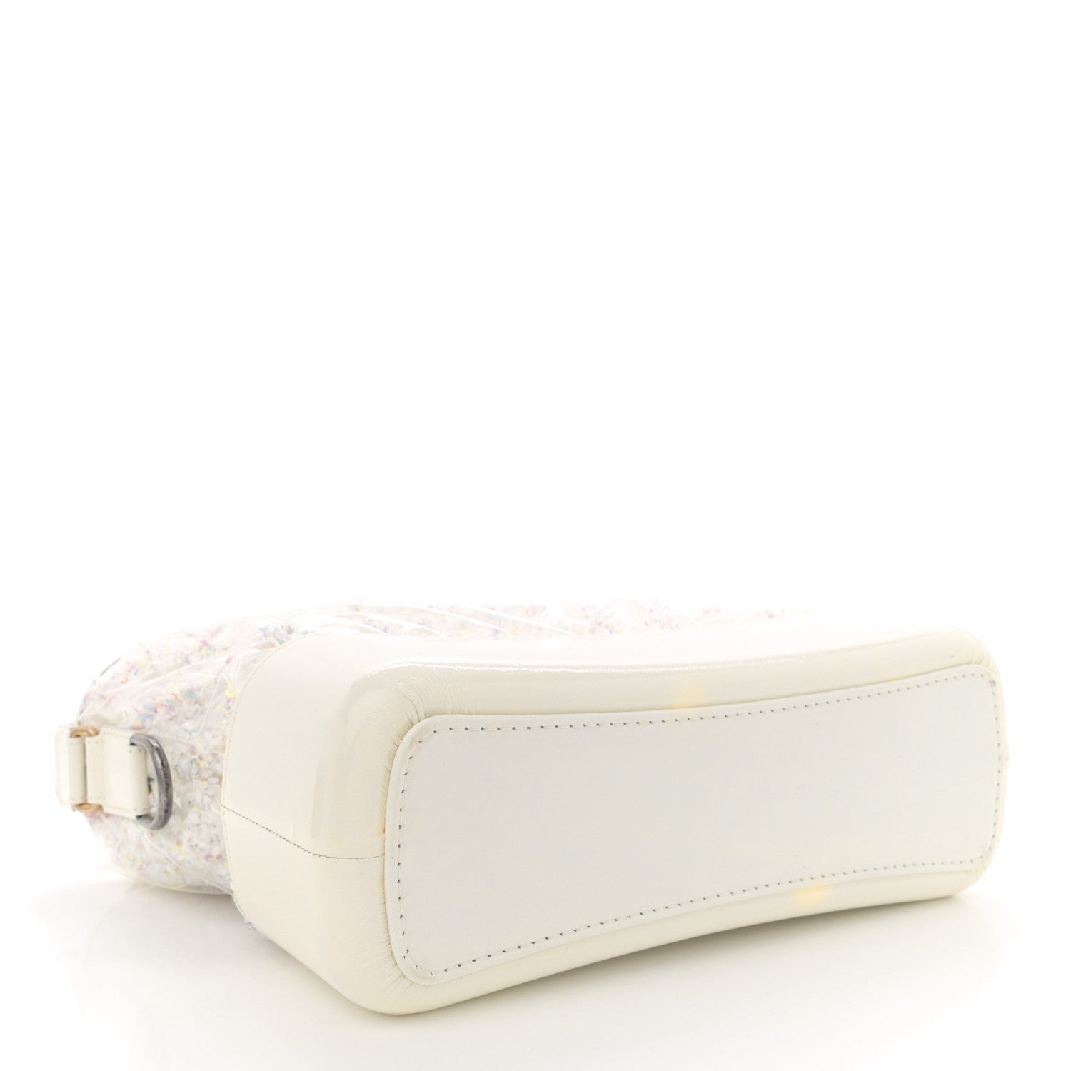 Tweed PVC Patent Chevron Quilted Medium Gabrielle Hobo White