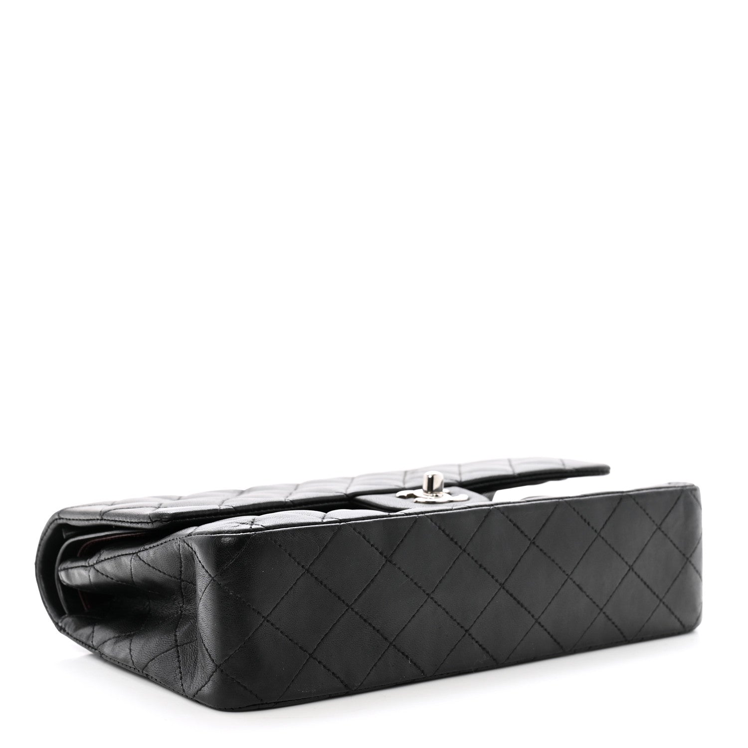 Lambskin Quilted Medium Double Flap Black