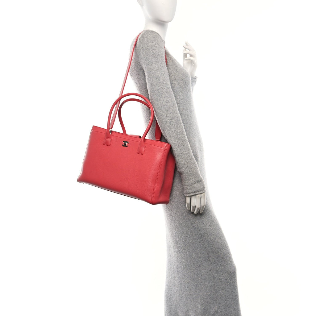 Calfskin Cerf Executive Shopper Tote Coral