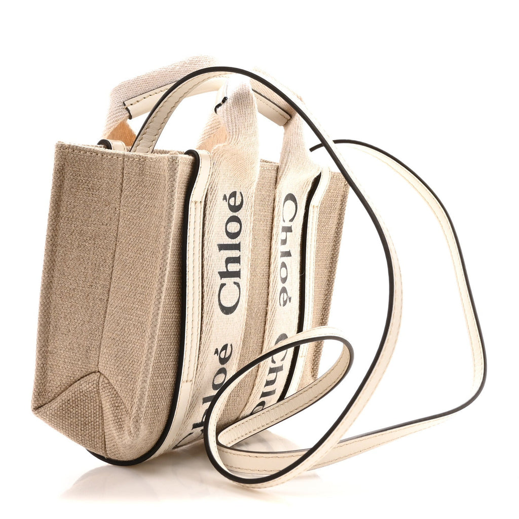 Cotton Calfskin Nano Woody Ribbon Tote With Strap White