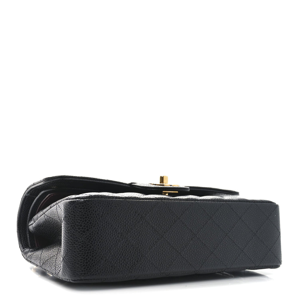 Caviar Quilted Small Double Flap Black