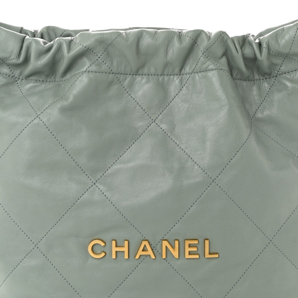 Shiny Calfskin Quilted Small Chanel 22 Grey