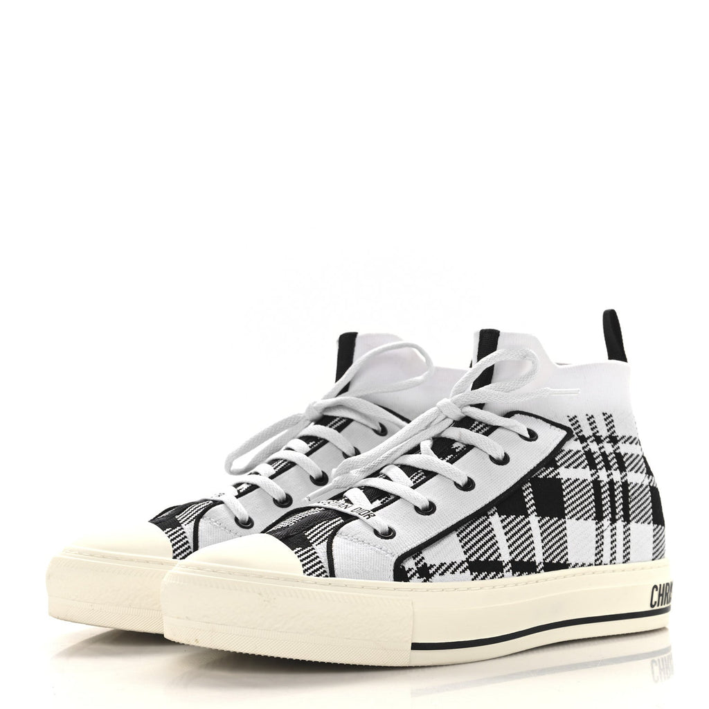 Technical Knit Check'N'Dior Walk'N'Dior High Top Sneakers 40 White Black