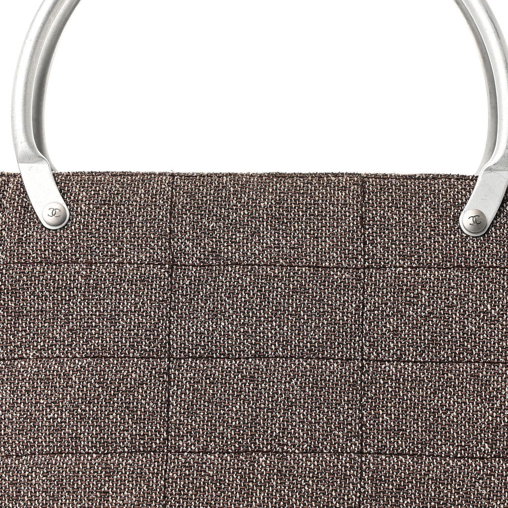 Tweed Quilted Chocolate Bar Tote Beige