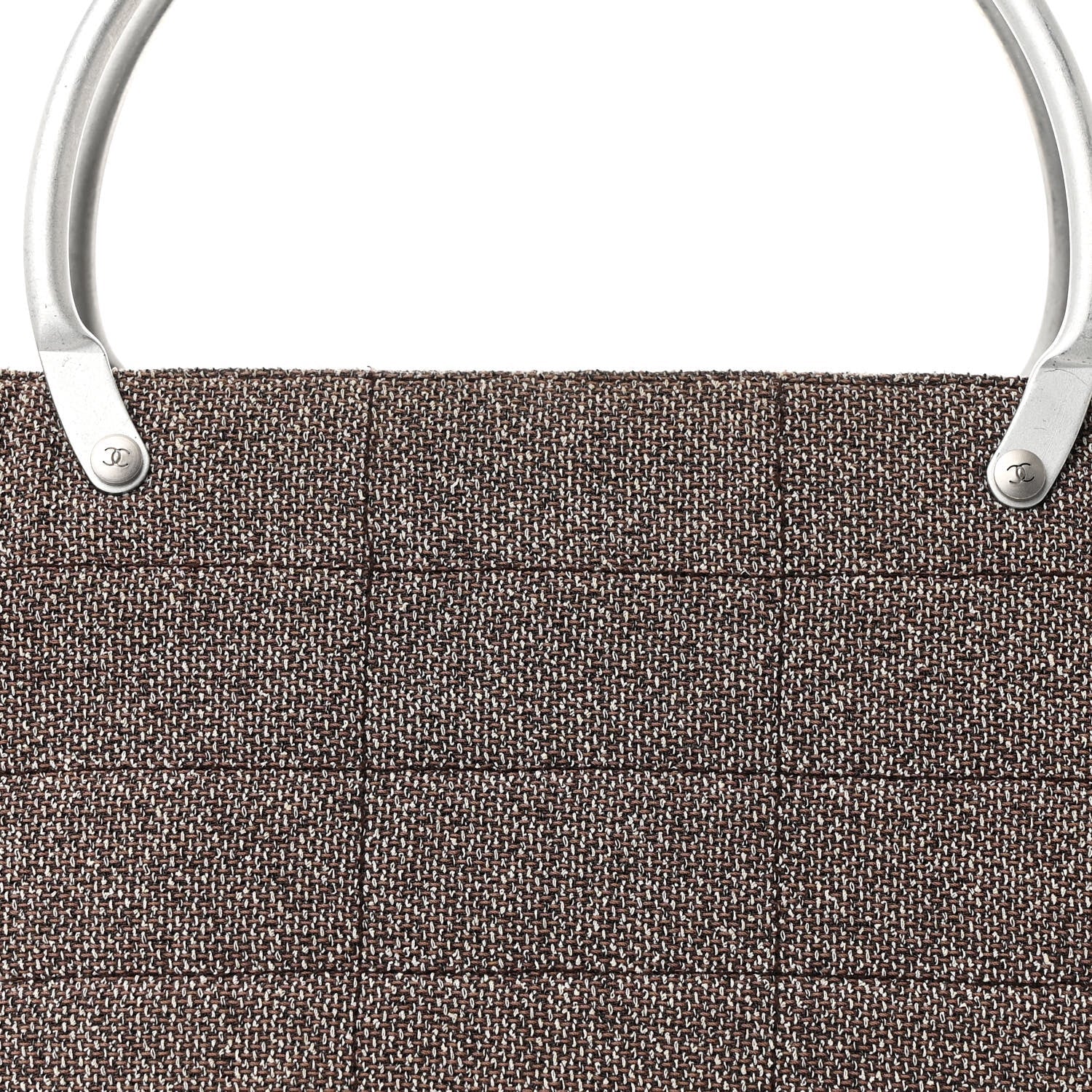 Tweed Quilted Chocolate Bar Tote Beige