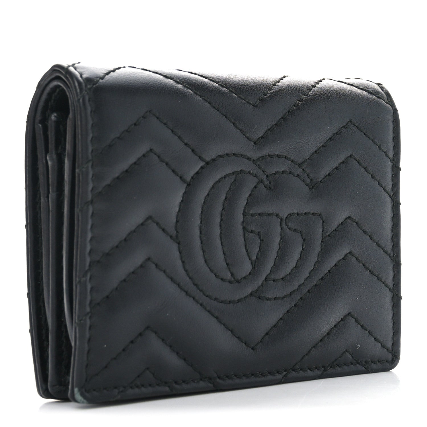 Calfskin Matelasse GG Marmont  Case Wallet Black