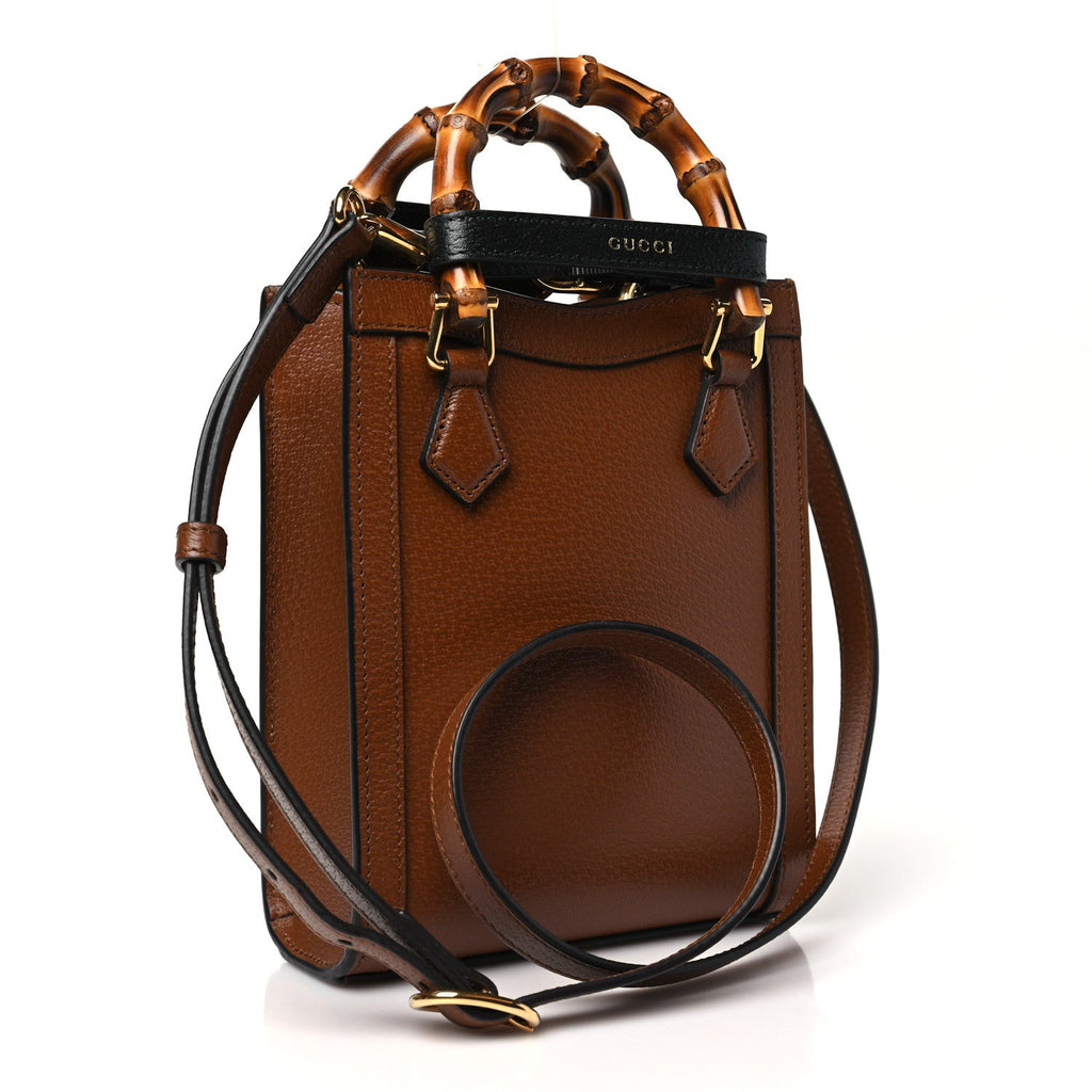 Textured Dollar Calfskin Mini Diana Tote Bag Cuir Black