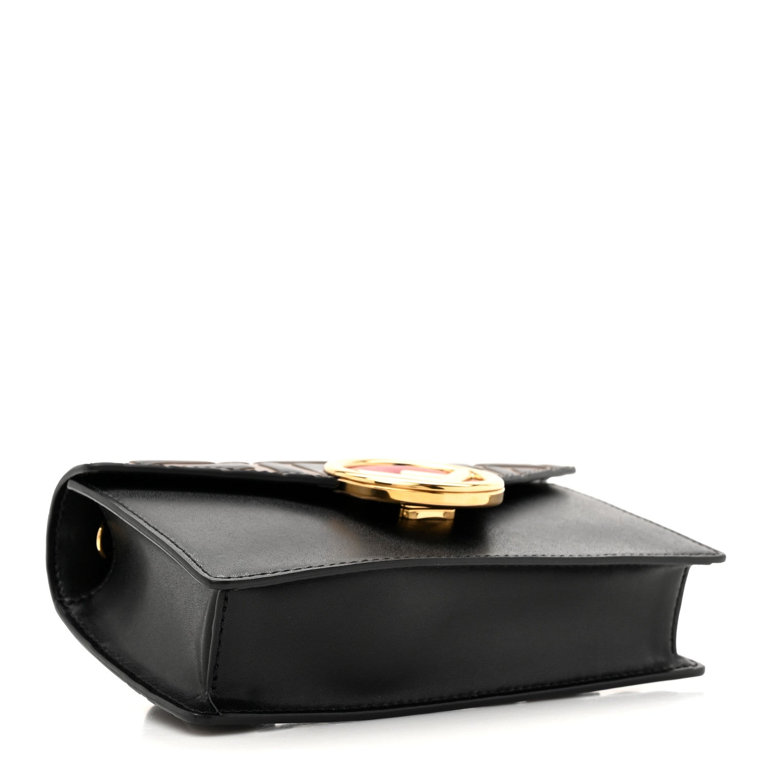 Vitello Liberty F is Fendi Bi-Color FF 1974 Embossed Envelope Belt Bag Maya Black