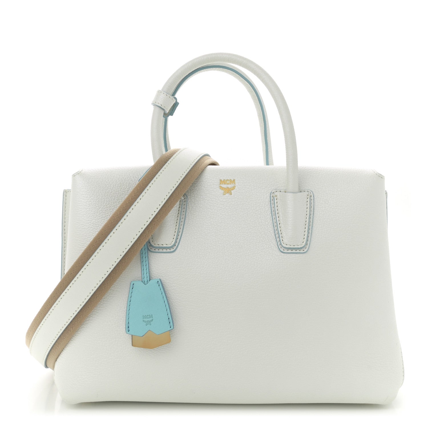 Grained Calfskin Medium Milla Tote White Flake