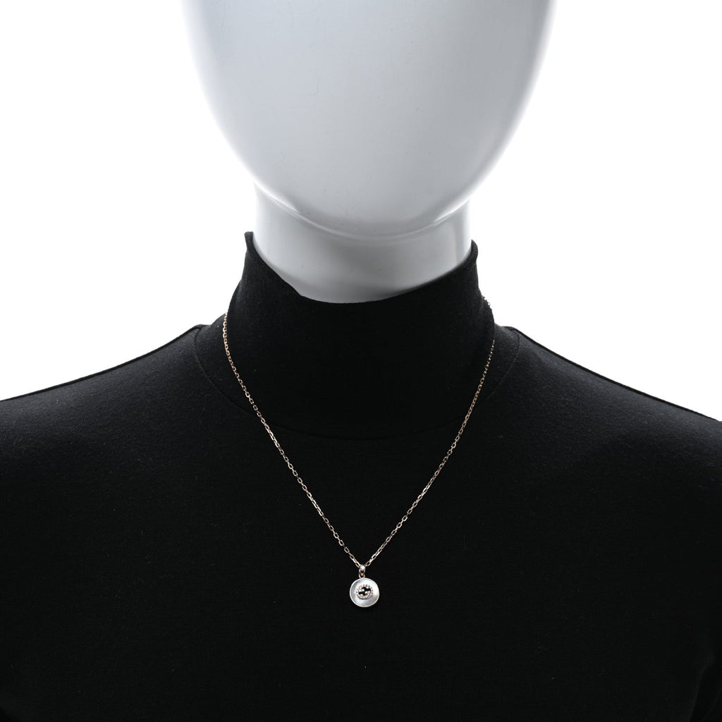 18K Rose Gold Diamond Mother of Pearl Interlocking G Pendant Necklace