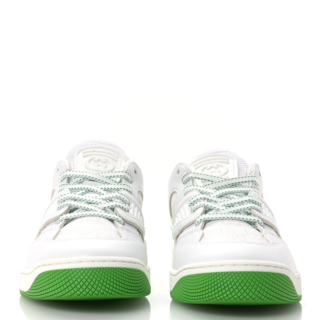 Demetra GG Supreme Monogram Womens Basket Low Top Sneakers 37.5 Great White Green
