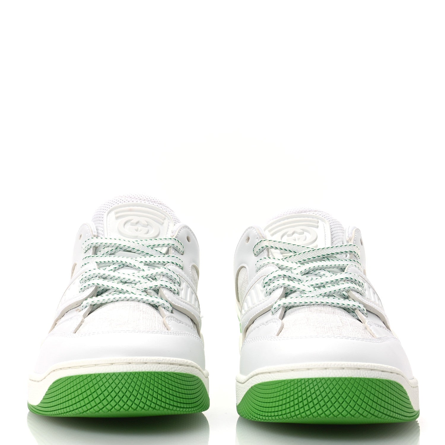Demetra GG Supreme Monogram Womens Basket Low Top Sneakers 37.5 Great White Green