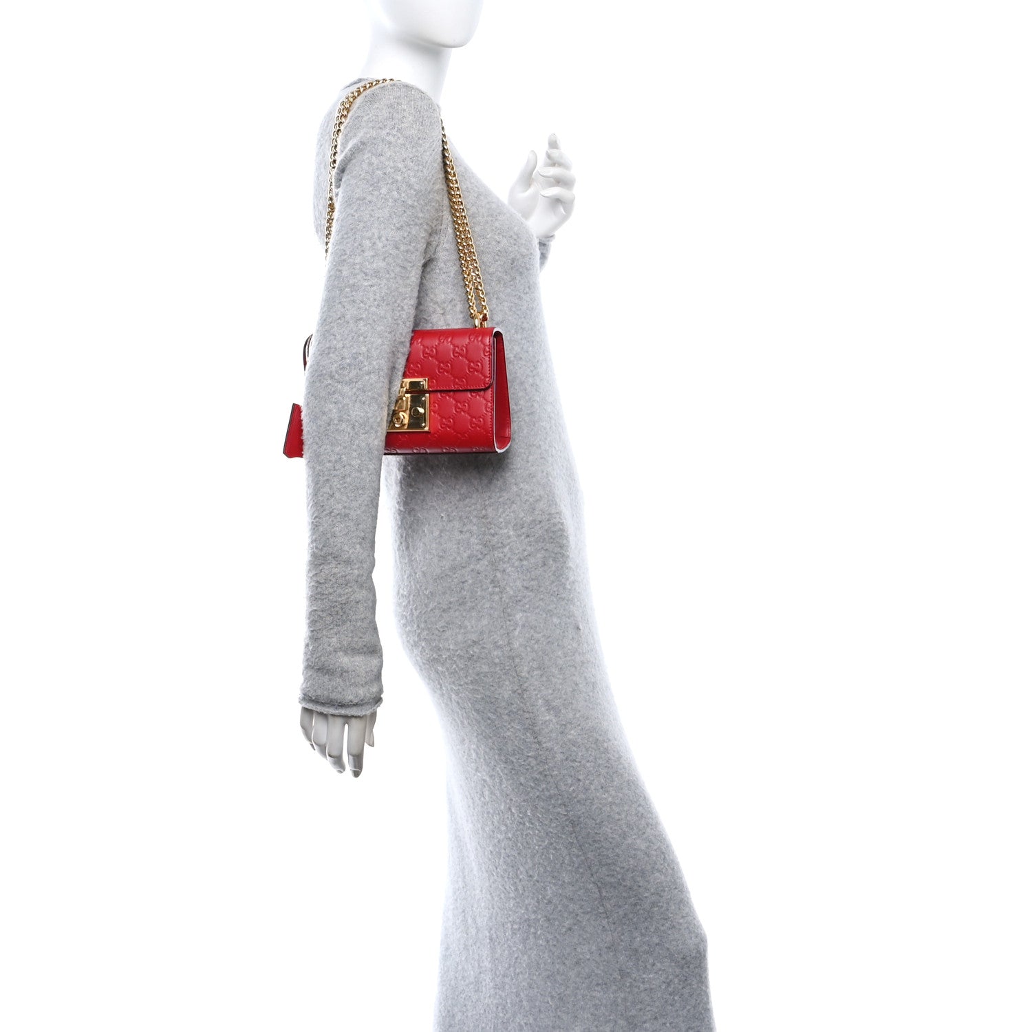 Guccissima Small Padlock Shoulder Bag Hibiscus Red