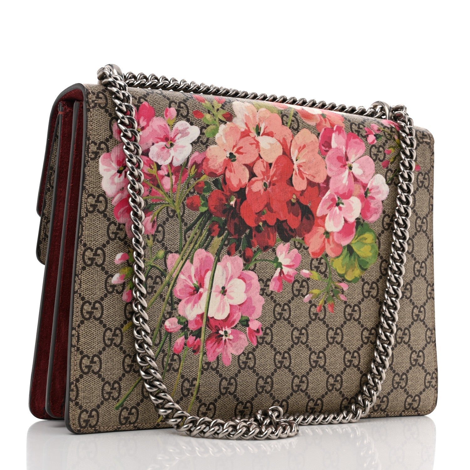GG Supreme Monogram Blooms Medium Dionysus Shoulder Bag Beige Multicolor Dry Rose