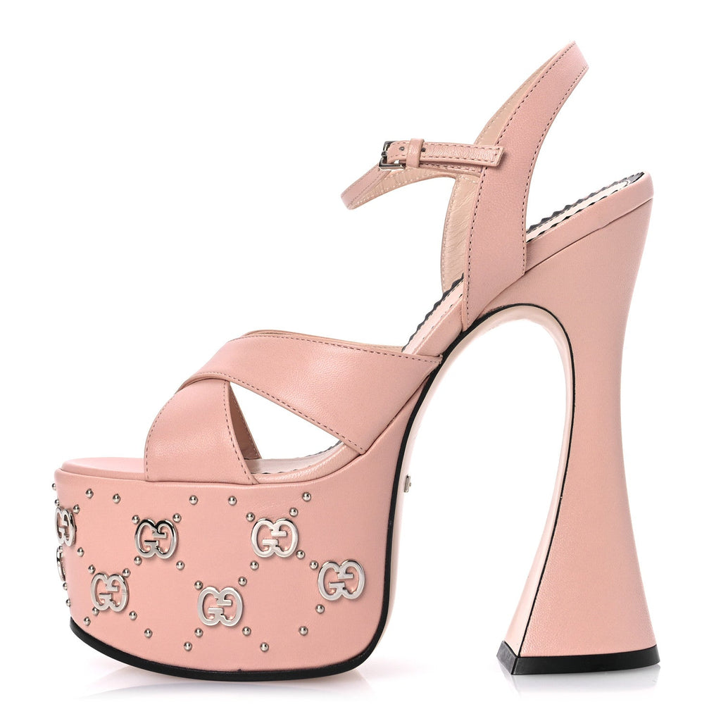 Malaga Kid Interlocking G Studs 155mm Platform Sandals 35 Perfect Pink