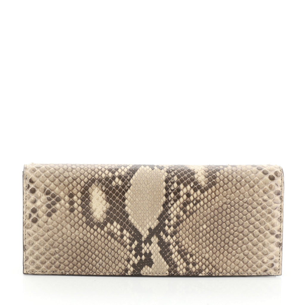 Broadway Crystal Horsebit Clutch Python