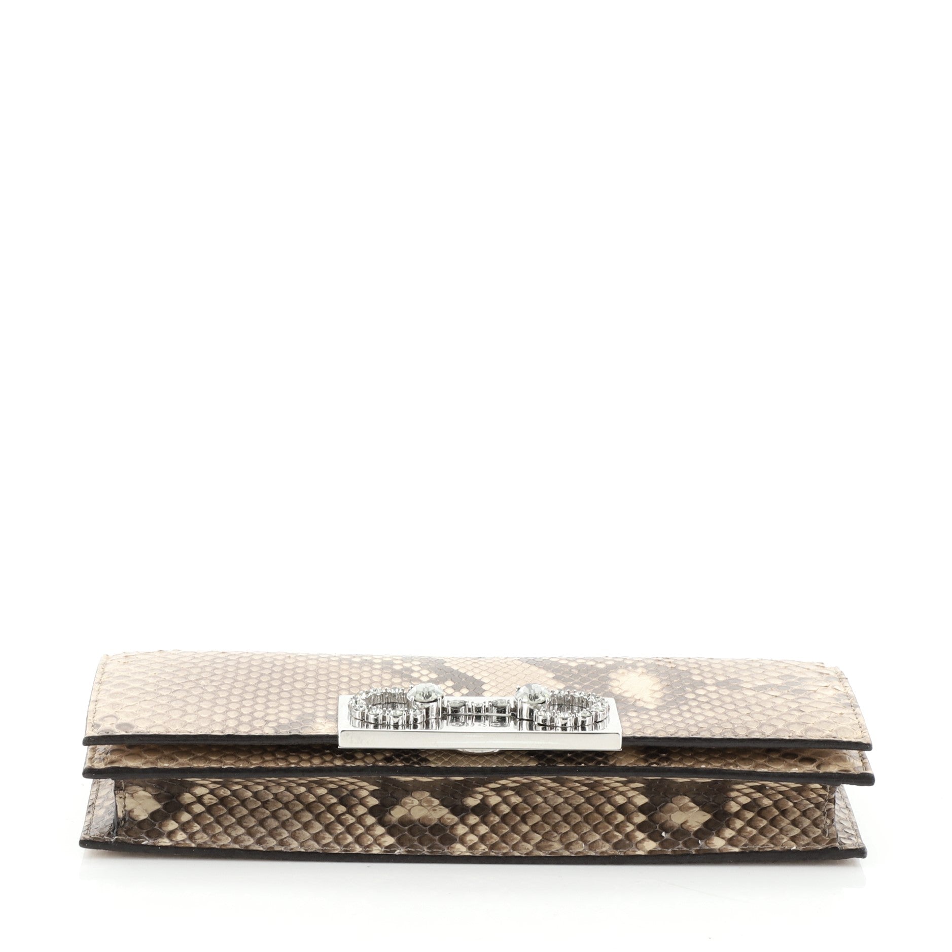Broadway Crystal Horsebit Clutch Python