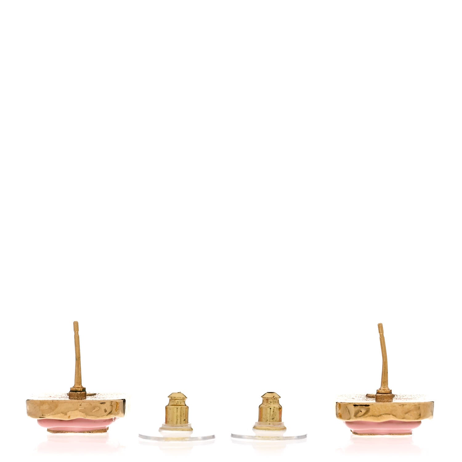 Resin CC Square Earrings Gold Pink