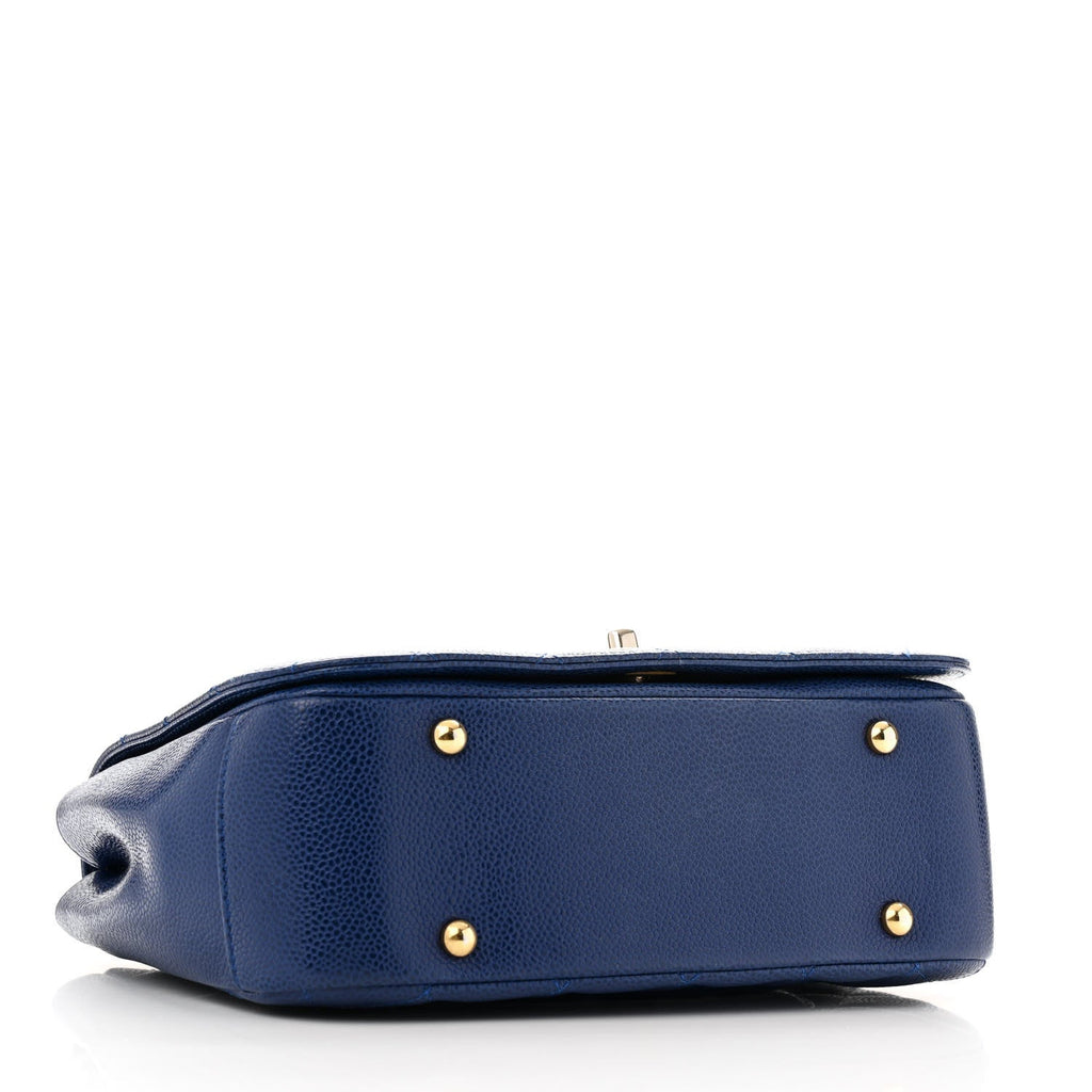 Caviar Large Carry Around Flap Bag Blue