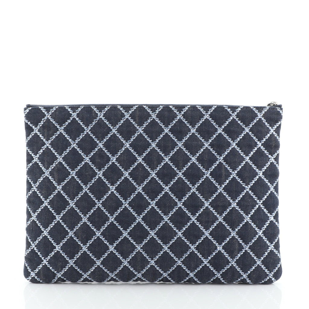O Case Clutch Quilted Denim Large