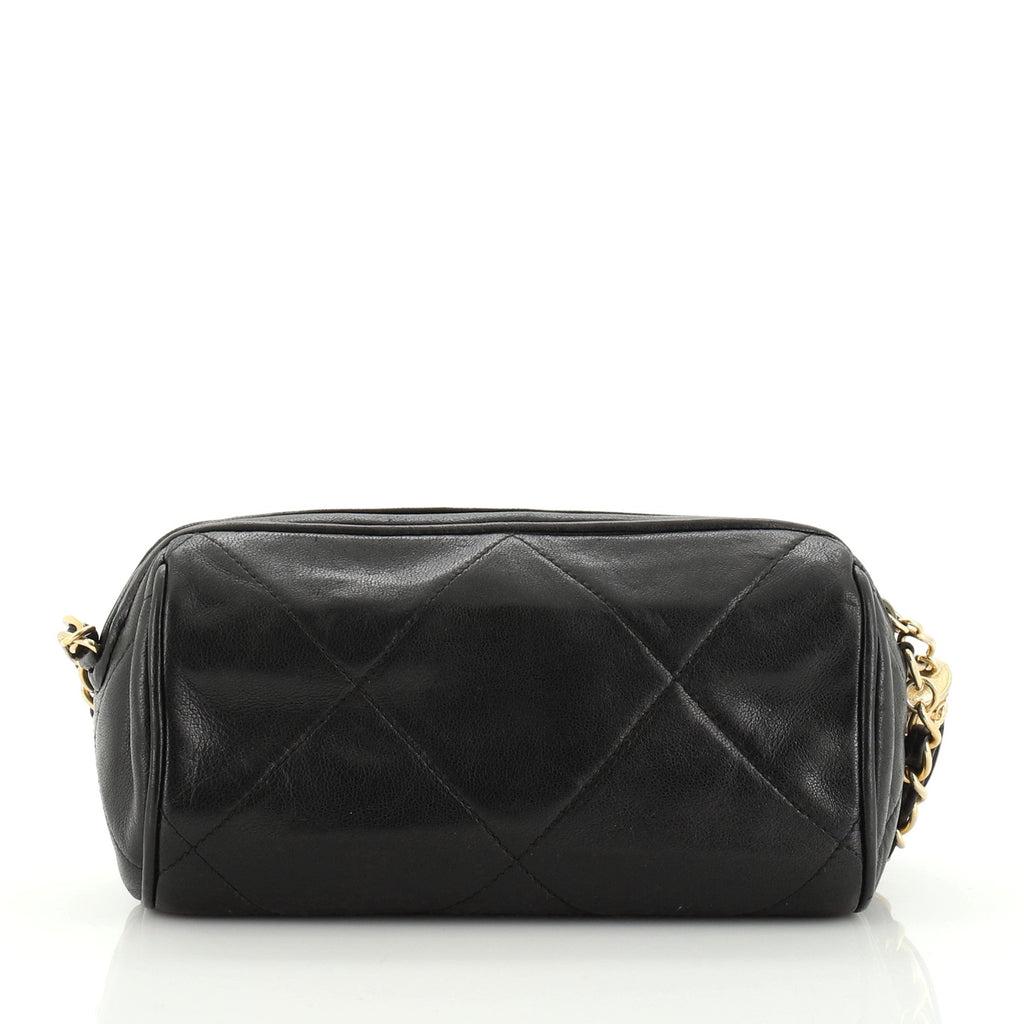 Vintage Diamond CC Barrel Bag Quilted Leather Mini