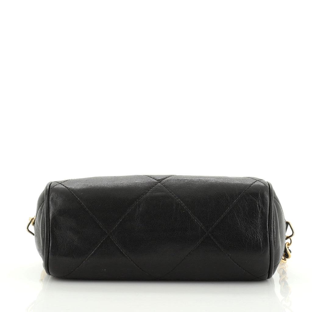 Vintage Diamond CC Barrel Bag Quilted Leather Mini