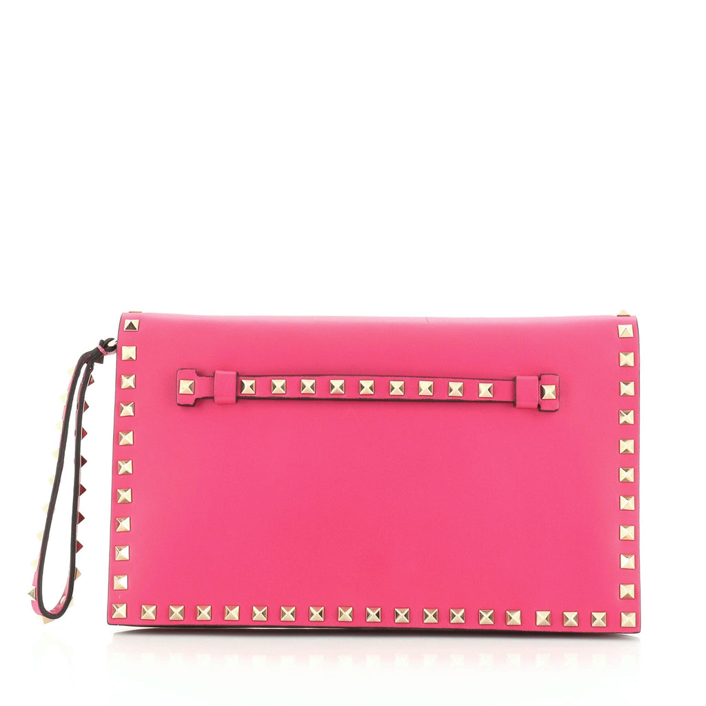 Rockstud Flap Clutch Leather
