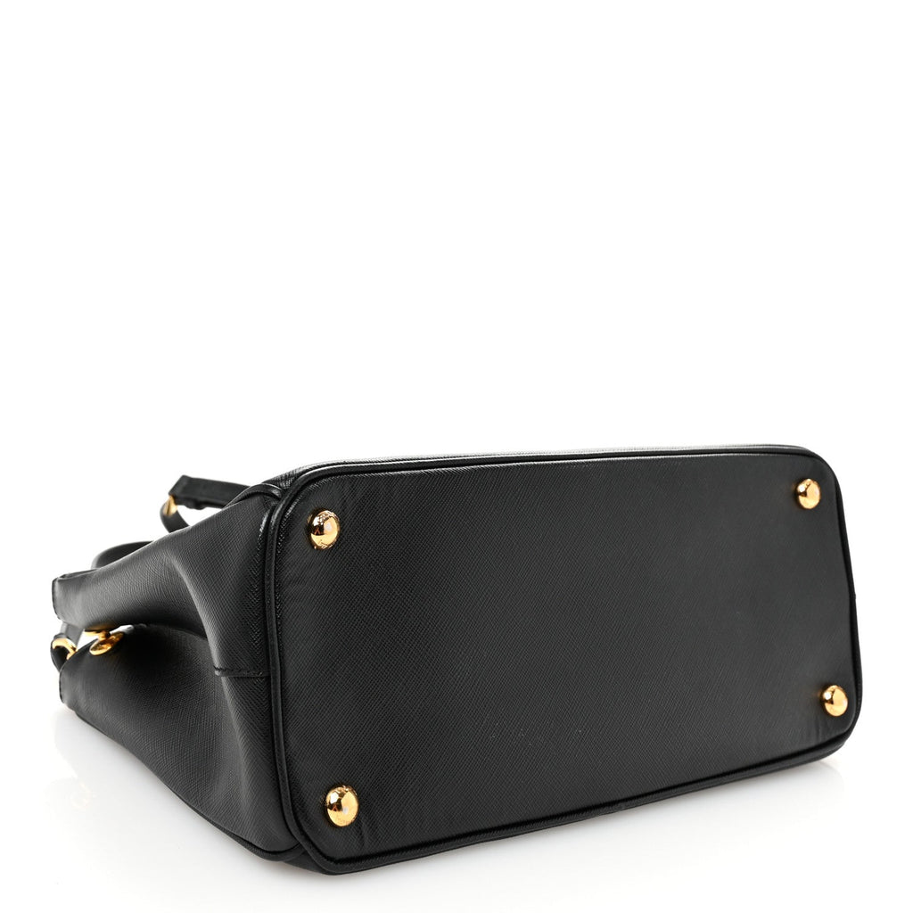 Saffiano Small Galleria Double Zip Tote Black