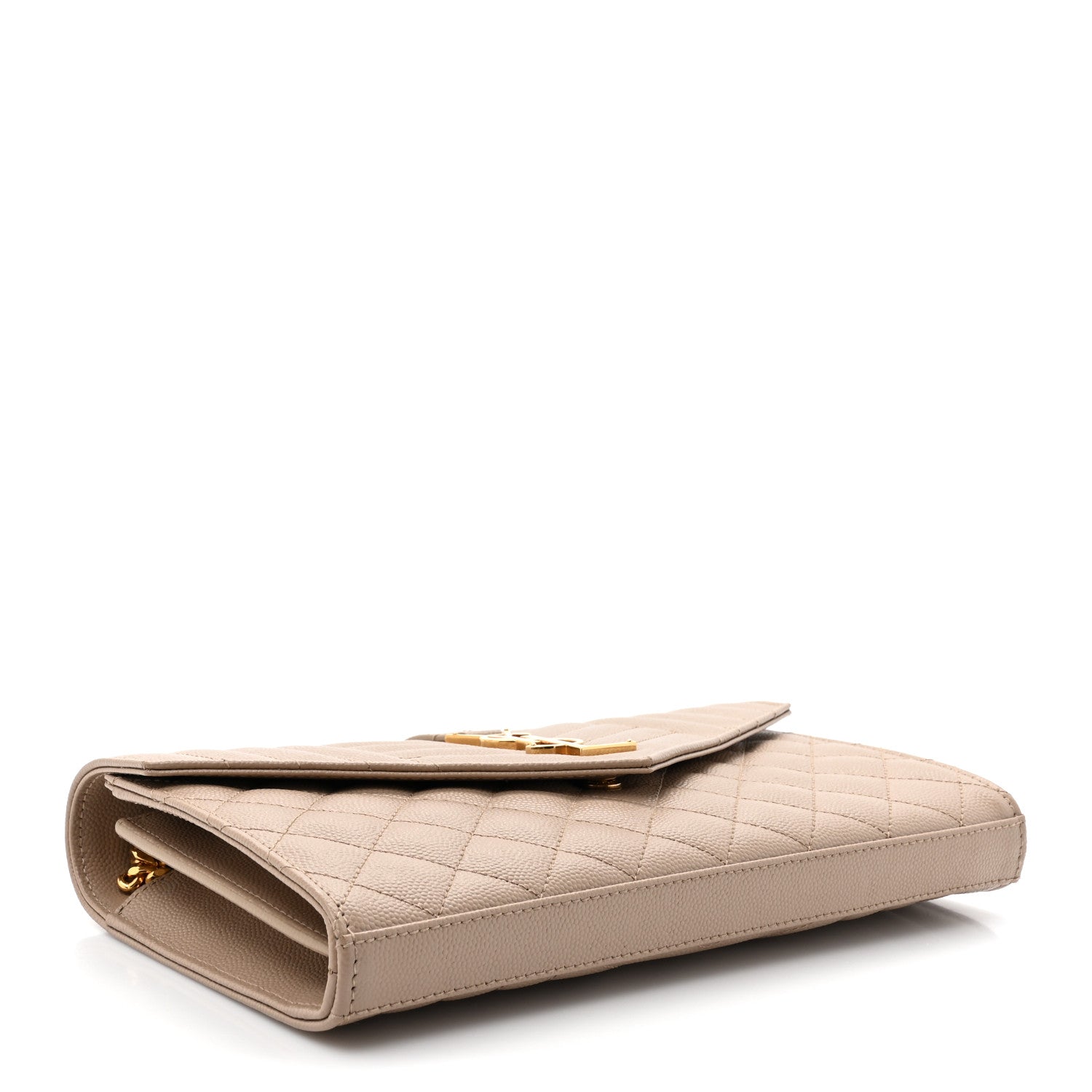 Grain De Poudre Mixed Matelasse Triquilt Monogram Chain Wallet Dark Beige