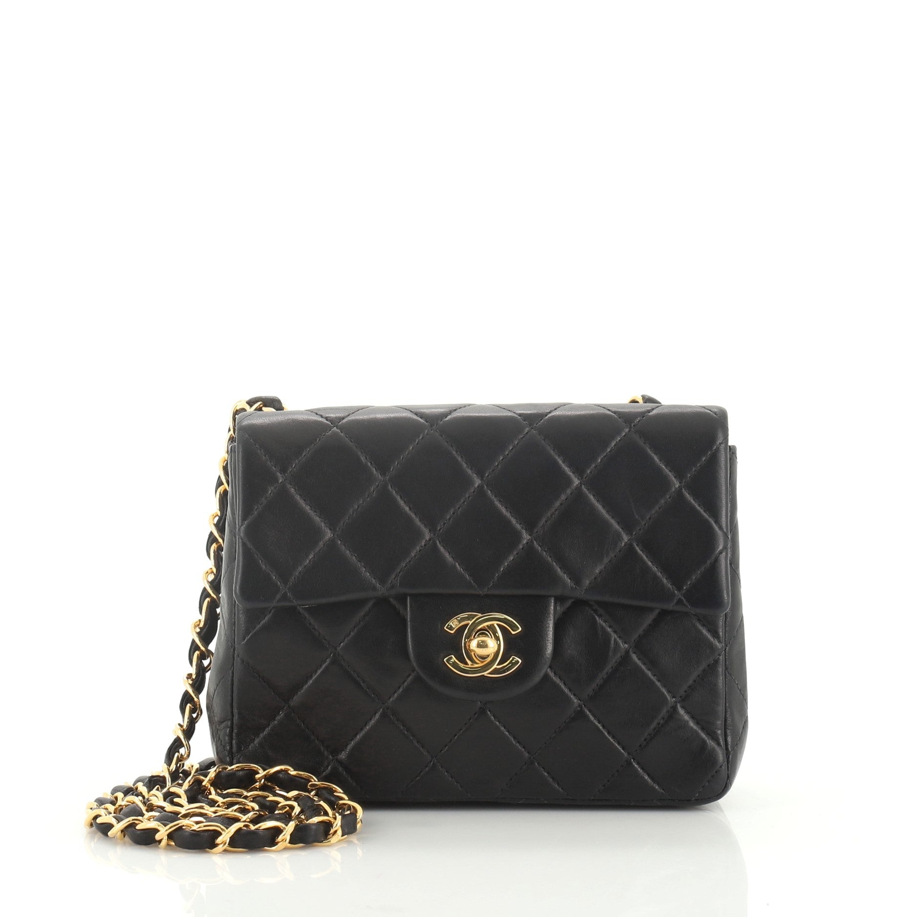 Vintage Square Classic Single Flap Bag Quilted Lambskin Mini