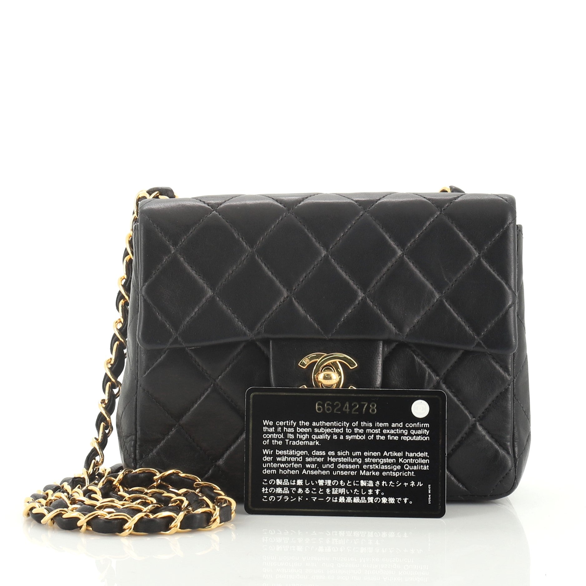 Vintage Square Classic Single Flap Bag Quilted Lambskin Mini