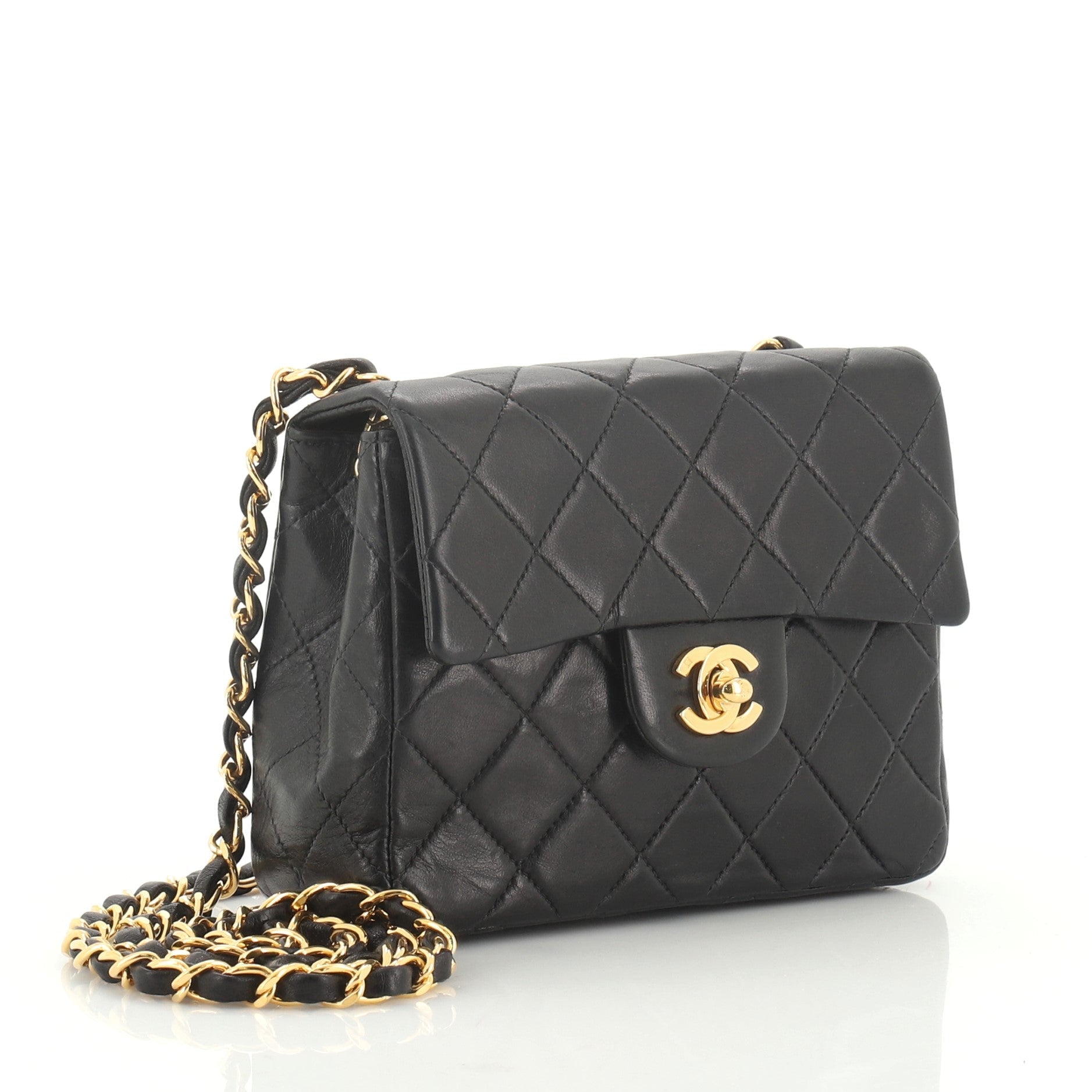 Vintage Square Classic Single Flap Bag Quilted Lambskin Mini